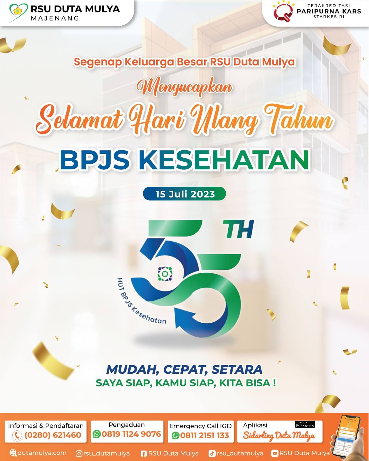 Selamat Hari Ulang Tahuns BPJS Rumah Sakit Umum Duta Mulya